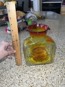 Vintage Blenko Art Glass Water Bottle Amberina Double Spout - 8" Tall - Imagen 1 de 4