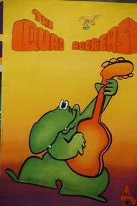 AFFICHE VINTAGE THE QUAD ROCKERS RCA QUADRA RECORD ROCK MUSIQUE DRAGON CROCODILE - Foto 1 di 14