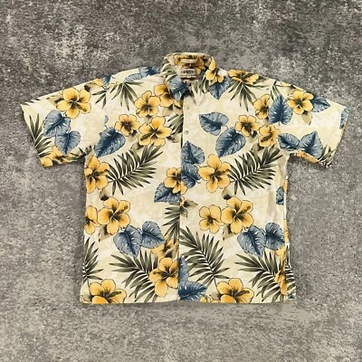 Vintage Campia Moda Hawaiian Shirt Mens XL Yellow Hibiscus Floral Print 90s Camp - Image 1 of 4