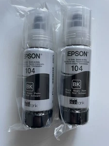 2PZ FLACONI ORIGINALI EPSON 104 ECOTANK NERO - 2PZ SIGILATI di 65ML / C13T00P140 - Foto 1 di 3