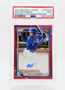2024 Bowman Chrome Rhylan Thomas 1st Auto True Red Refractor 3/5 - Picture 1 of 4