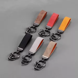 KEY CHAIN LEATHER Belt Loop Key Holder Ring Keychain Keyring Keyfob Detachable - Picture 1 of 31