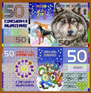 Kamberra, POLYMER, 50 Numismas, 2018, China Zodiac Lunar Year of the Dog - Picture 1 of 1