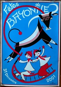 Affiche FETES DE BAYONNE 2001 Corrida ARNAUD SAEZ Bullfight 59x85cm  - Imagen 1 de 1