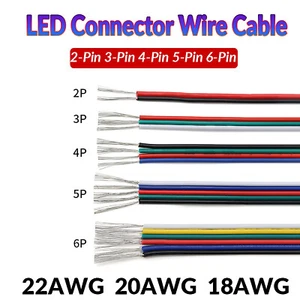 LED Connector Wire Cable Flat Ribbon Cable 2/3/4/5/6-Pin Flexible PVC Extension - Picture 1 of 7