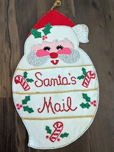 Vintage Santa's Mail Bucilla Felt Christmas Hanging Sequin Santa Card Holder  - Picture 1 of 9