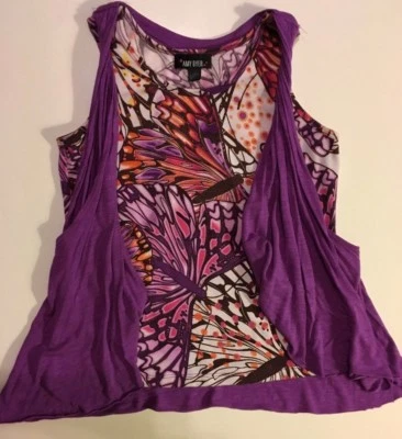 Amy Byer 夏季紫色赛车背背心印花背心连体上衣衬衫 L 12 14 — 第 1/4 张图片