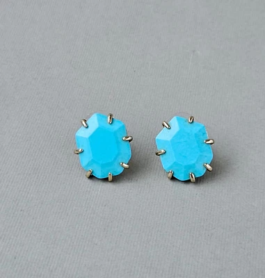 "Aretes Kendra Scott Morgan azul turquesa con marcos dorados retirados 0,8""" Foto 1 de 4