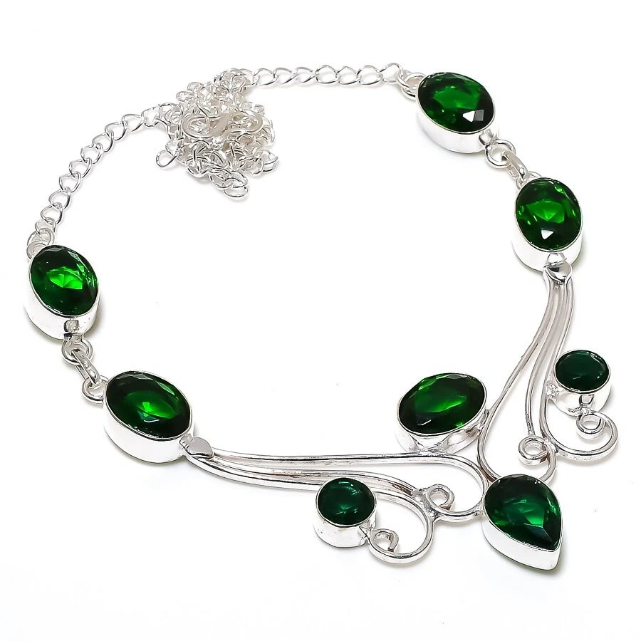 铬透视宝石手工 925 纯银珠宝项链 18 码 — 第 1/1 张图片