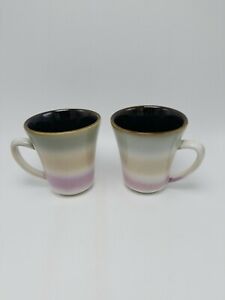 Sango "Arcadia Black" Mugs (2) - 4 Inch Tall - Pair