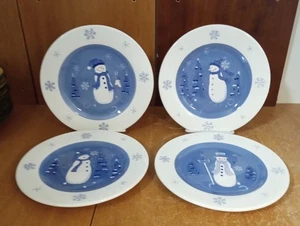 Sonoma Life+Style Muñeco de Nieve en Plato de Ensalada Azul Juego de 4, Excelente - Imagen 1 de 10