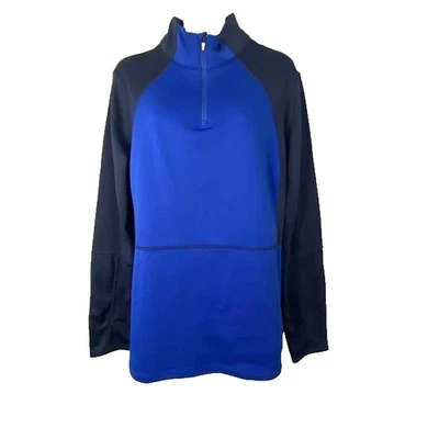 Pullover Spyder para mujer XL 1/4 cremallera azul negro logotipo forrado de vellón  Foto 1 de 4