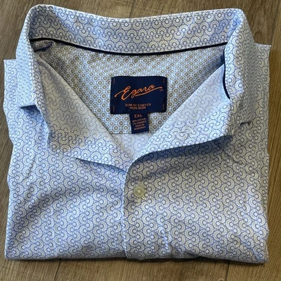 Egara Men's Blue Geo Size XL  Non-Iron Slim Fit Button Cotton Stretch Shirt - Image 1 of 4