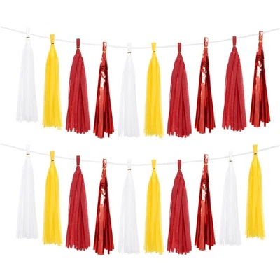 20 Pcs Tassel Garland, White Red Bright Yellow Red Foil Fringe Tassels Foto 1 de 4