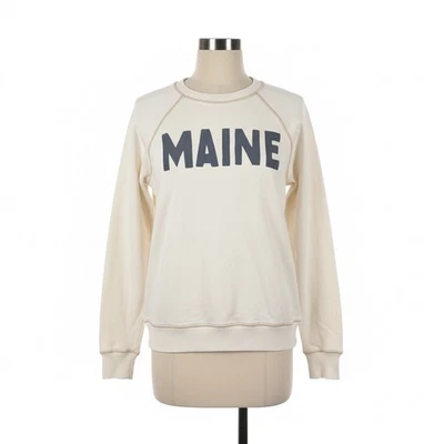 Sudadera American Eagle Pequeña Maine Gráfico Raglán Crema Neutro Acogedora Costera Foto 1 de 4