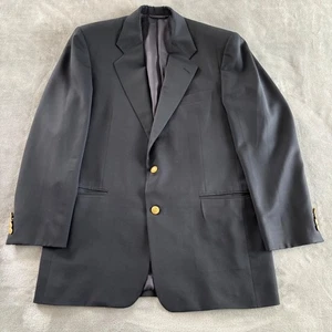 Hickey Freeman Mens Navy Blue Blazer Gold Buttons Business Career Jacket 44R - Picture 1 of 12