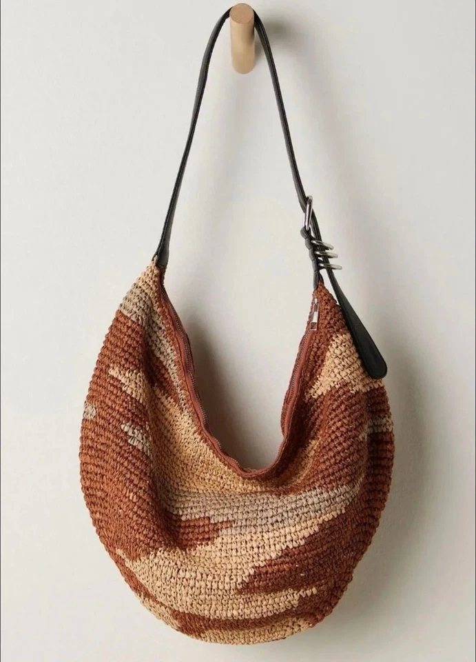 Bolso de Mano Free People Santorini Paja Holgado Cremallera Playa Otoño Tejido Nuevo Informal Foto 1 de 1