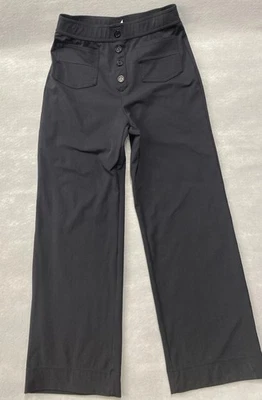 Pantalones informales Halara cintura alta botones múltiples bolsillos pierna negra ancha negros M Foto 1 de 4