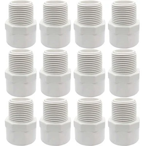 PVC Fittings Male Adapter (Socket x Male Pipe Thread) 2 Way 3/4 Inch 12 Pack,... - Picture 1 of 5