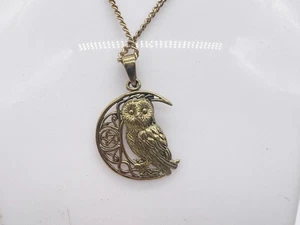 VINTAGE WITCHCRAFT WITCH OWL CRESCENT MOON PENTAGRAM PENDANT LADIES NECKLACE - Picture 1 of 5