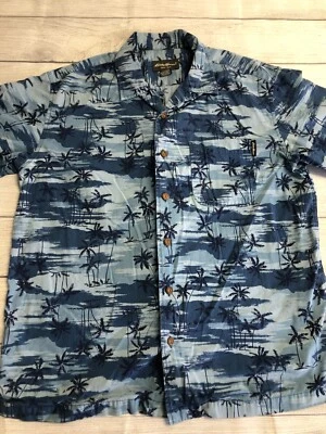 Camisa Eddie Bauer Abotonada Para Hombres Mediana Palm Beach Cuello Hawaiano Resort Foto 1 de 3