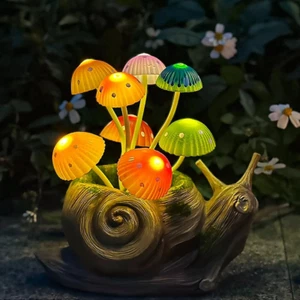1 Pack Solar Garden Mushroom Snail Statue Gift, Solar Outdoor Sculpture Outdoor - Picture 1 of 12