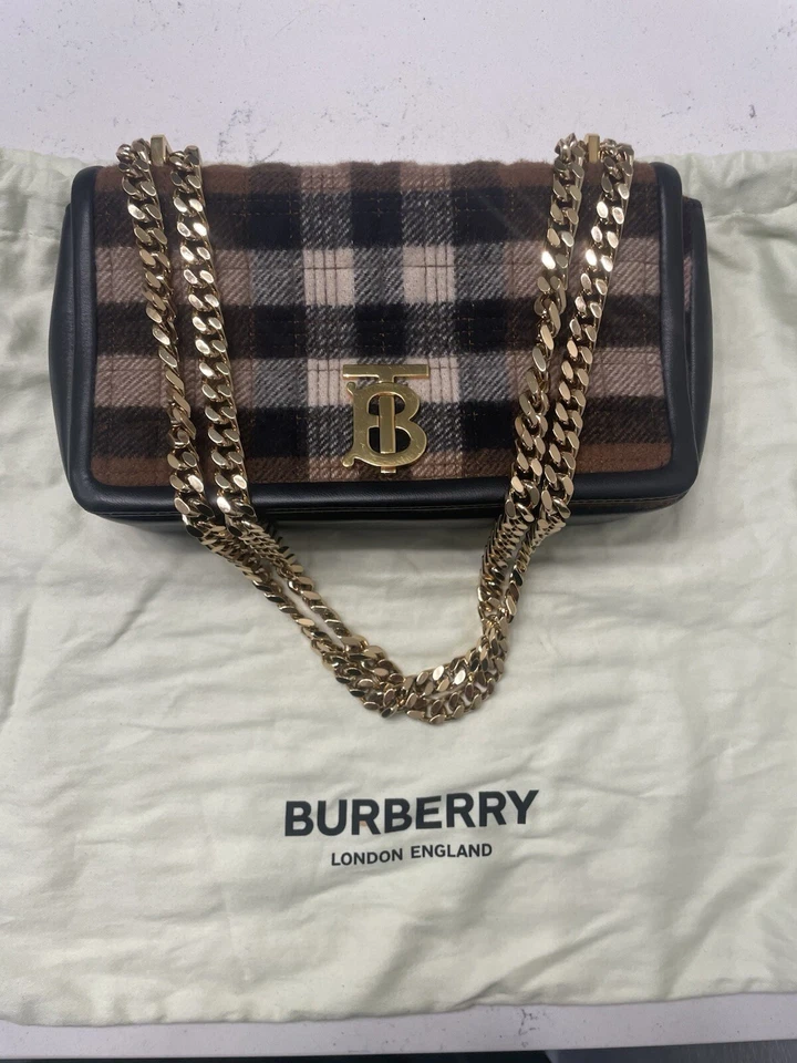 Authentic BURBERRY Women's UNI Brown Black LOLA TB Quilted Cashmere Small Bag - Image 1 of 4