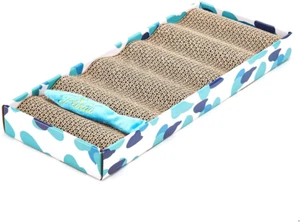 Cartón rascador para gatos, almohadilla para rascar gatos reversible, cama, hierba gatera incluida - Imagen 1 de 8