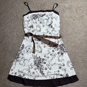 Vintage Junior’s Pulse Brown & White Floral Sundress Large - Picture 1 of 6