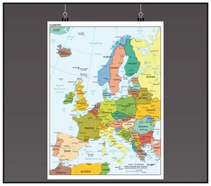 Map of Europe Large Poster Art Print Gift - A0 A1 A2 A3 A4 A5 + More - Picture 1 of 4