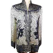 Jenny Lewis Silk Jacket Embroidered Beaded and Sequined In Iridescent Deep Blue