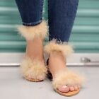 Women's Feathered Embellished Sandals Nude Color
