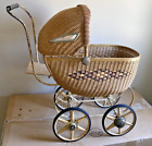 Antique Victorian Baby Doll Stroller Vintage Wicker Carriage 24'' High and 24'' lg