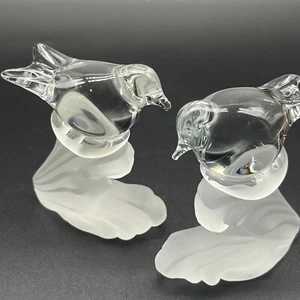Par de estatuillas vintage de aves de vidrio artístico a juego ROC transparentes y esmeriladas - Imagen 1 de 10