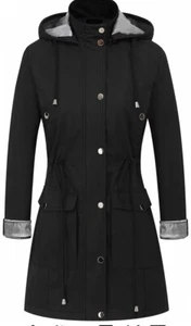 CREATMO US Women's Plus Size Water-Resistant Trench Coat Long Windbreaker Milita - Picture 1 of 10