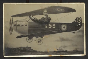 Judaica Studio Foto de un hombre judío avión fotomontaje años 20 Jaffa Palestina - Imagen 1 de 3