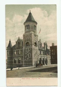 Post Office Augusta Maine Postcard Undivided Back UDB Street Scene ME - Picture 1 of 2