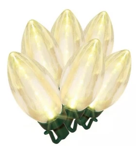 CHRISTMAS LIGHTS 21ft Indoor Outdoor ~ 50ct ~ LED C9 WARM WHITE TRANSPARENT - Bild 1 von 3