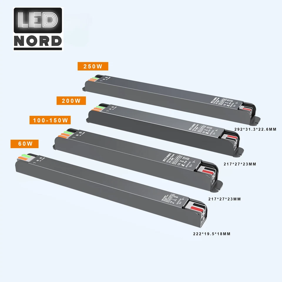 Netzteil Trafo Konstant Spannung DC LED Nord 60W-250Watt 24V IP20 extrem flach  - Bild 1 von 1