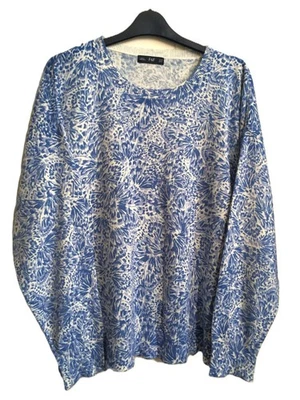 F&F pretty shades blue ivory floral like pattern light thin jumper size 16 - Image 1 of 4