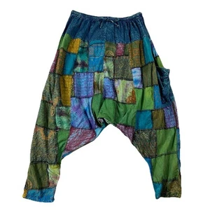Gardenbelle Shop Patchwork Harem Pant Drawstring Women L/XL Boho Hippie Festival - Picture 1 of 12