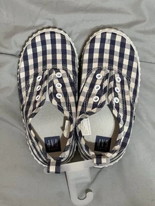 Gap Shoes Kids Toddler Size 11 Checkered Slip On Sneaker Shoe Blue / White Plaid - Picture 1 of 2