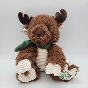 Fiesta Jesus liebt mich brauner Elch Plüsch 10 Zoll grüner Schal Stofftier Spielzeug - Bild 1 von 9