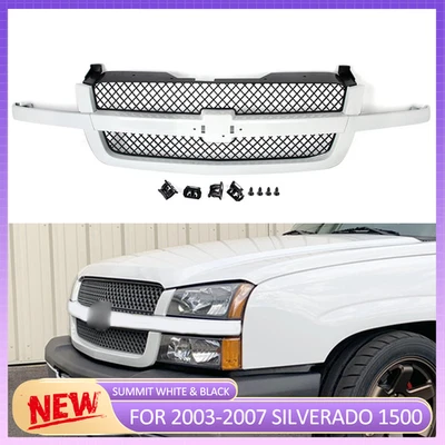 For 2003-2007 Chevrolet Silverado 1500 2500 Summit White Grille Black Mesh Grill Foto 1 de 4
