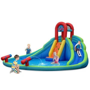 Inflatable Bounce House Play Area Kids Water Splash Pool Climbing Wall Park - Picture 1 of 5