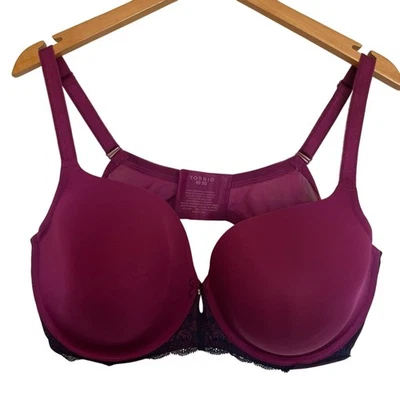 Torrid Balconette Romantic Underwire Purple Bra Sexy Navy Lace Detail Size 40DD  - Image 1 of 4