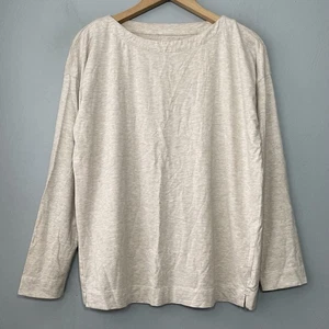 J Jill Luxe Supima Forward Seam Tee Size Medium Beige Soft Knit Minimalist Clean - Picture 1 of 8