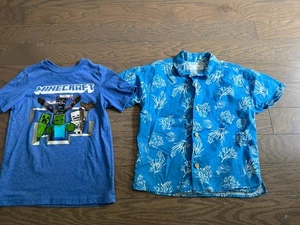 Boys clothes shirt lot size 4/5 Minecraft Zara coral ocean beach  - Picture 1 of 11