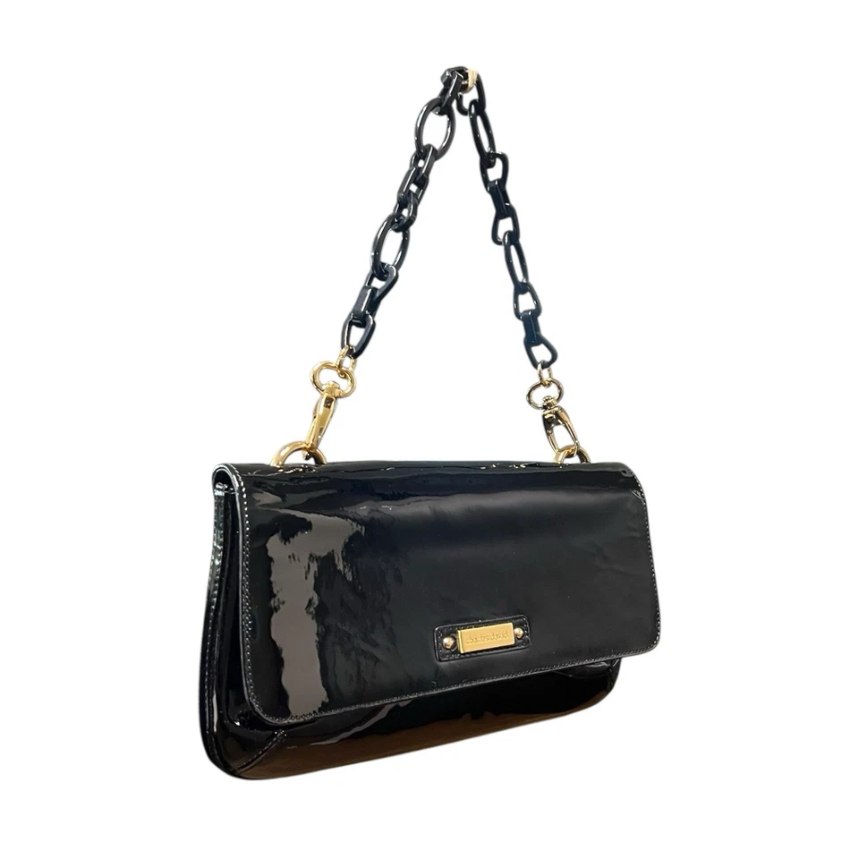 Bolso de mano CHARLES DAVID charol negro dorado. *Bolsa para el polvo* *Excelente* Foto 1 de 4