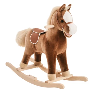 Qaba Kids Plush Rocking Horse Ride On Toy w/ Wooden Base Toddler Rocker - Picture 1 of 11